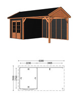 Trendhout | Buitenverblijf Zadeldak Betula L 6300 mm | Combinatie 6